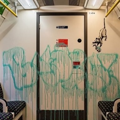 Diario Frontera, Frontera Digital,  Banksy dibuja en el metro de Londres, Entretenimiento, ,Banksy dibuja en el metro de Londres
para impulsar el uso de la mascarilla