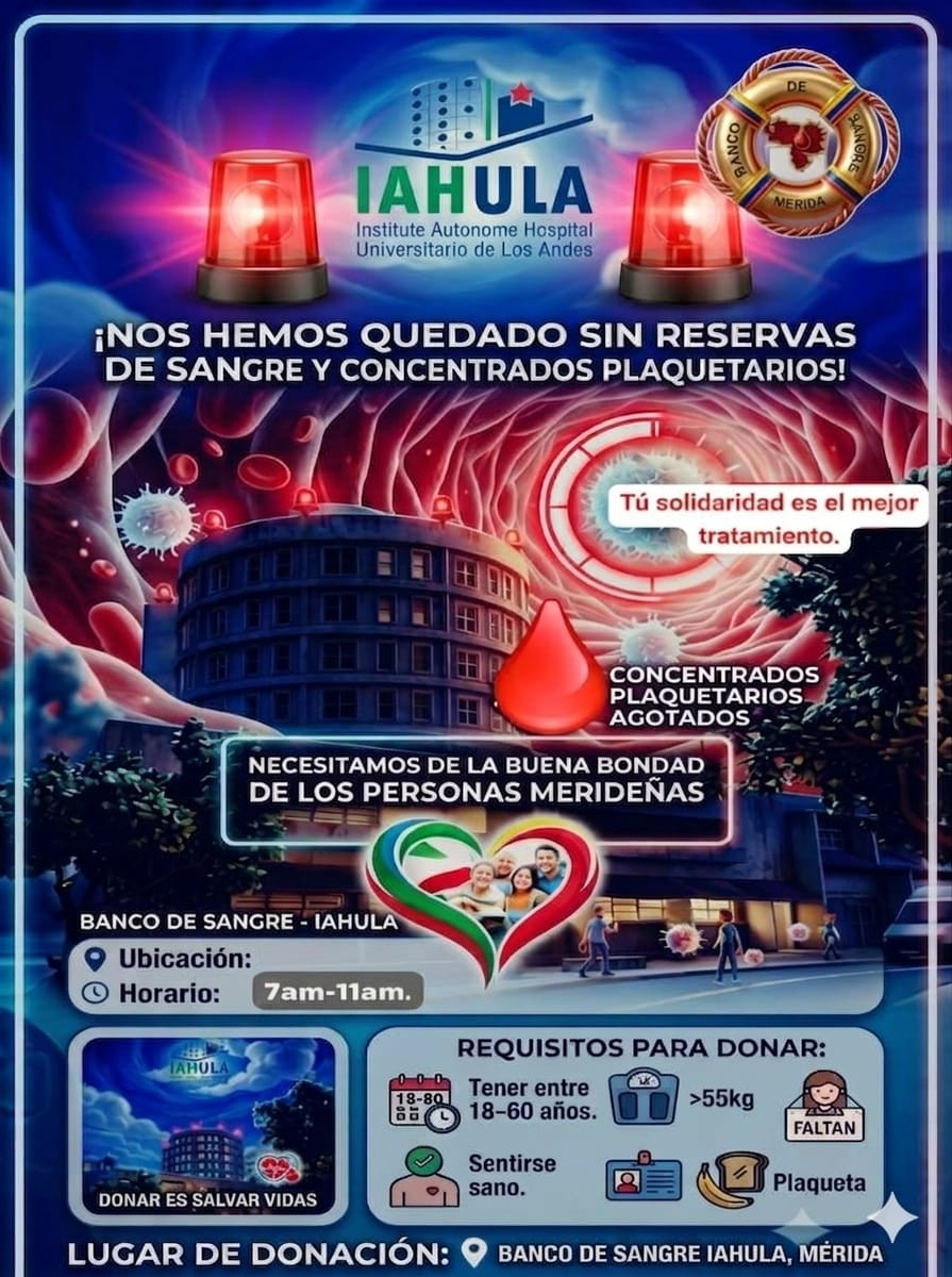 Diario Frontera, Frontera Digital,  Salud, ,La institución alertó que esta carencia afecta directamente la capacidad de respuesta en emergencias, cirugías y tratamientos médicos, por lo que la colaboración ciudadana se convierte en el único recurso disponible para salvar vidas en este momento,Banco de Sangre del Iahula se quedó sin reservas y pide apoyo urgente