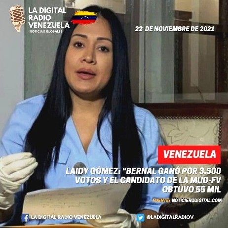 Diario Frontera, Frontera Digital,  Laidy Gómez, Politica, Nacionales, ,Laidy Gómez: "Bernal ganó por 3.500 votos 
y el candidato de la MUD-FV obtuvo 55 mi
