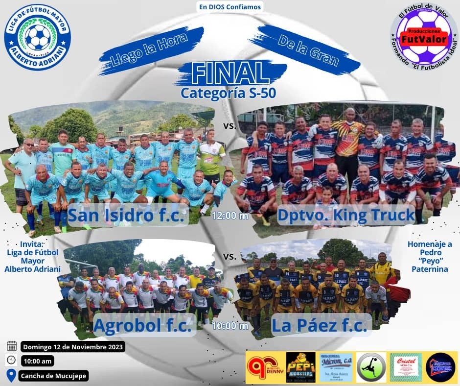 Diario Frontera, Frontera Digital,  Liga Mayor de Fútbol Municipal, ALBERTO ADRIANI, MÉRIDA, Deportes, ,Liga Mayor de Fútbol Municipal realizará este domingo
semi final categoría master en cancha de Mucujepe