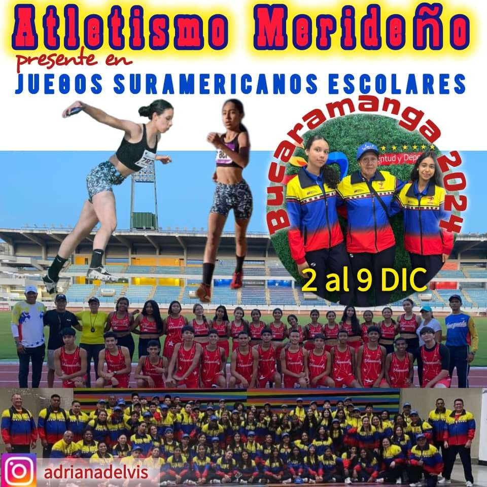 Diario Frontera, Frontera Digital,  Deportes, ,Atletismo merideño presente en los Juegos Sudamericanos Escolares Bucaramanga 2024