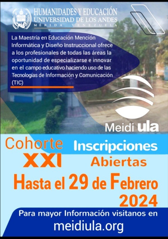 Diario Frontera, Frontera Digital,  Regionales, ,ULA hace llamado a  preinscribirse en la Maestría en 
Educación Mención Informática y Diseño Instruccional (MEIDI).