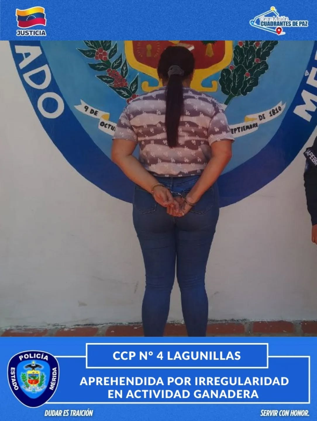 Diario Frontera, Frontera Digital,  Sucesos, ,Policía capturó a ciudadana por sacrificio indebido de ganado retenido en Lagunillas