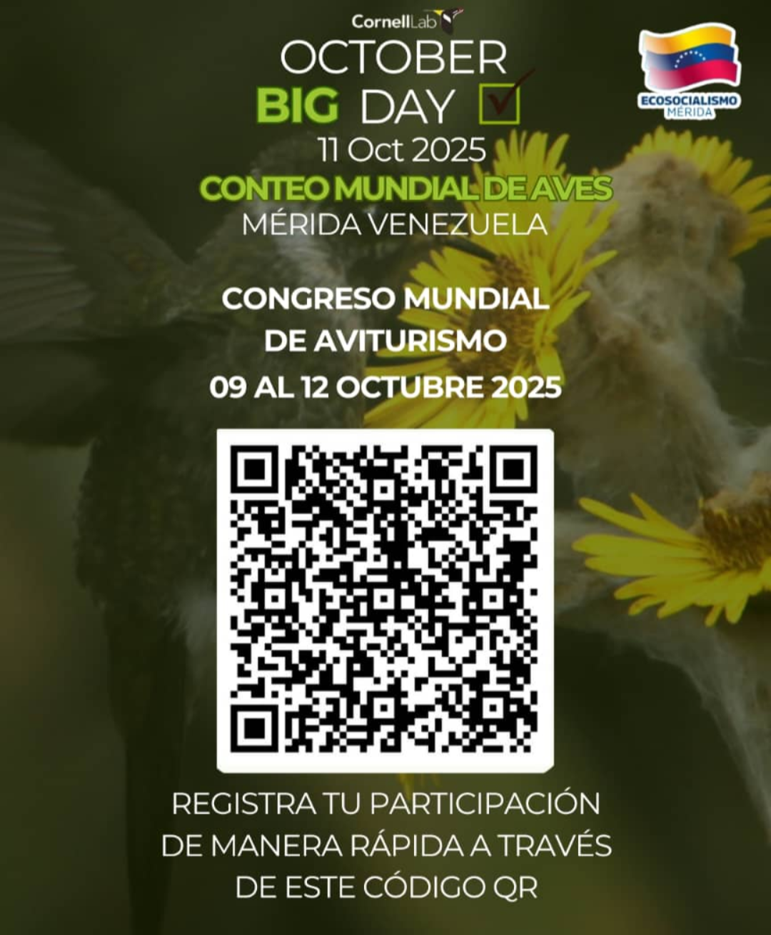 Diario Frontera, Frontera Digital,  Regionales, ,El gobernador del estado Bolivariano de Mérida, Arnaldo Sánchez, celebró la designación de Mérida como sede del congreso y reafirmó el compromiso del Ejecutivo regional con el turismo sostenible.,Congreso Mundial de Aviturismo reunirá en Mérida 
a expertos internacionales y promotores del turismo sostenible