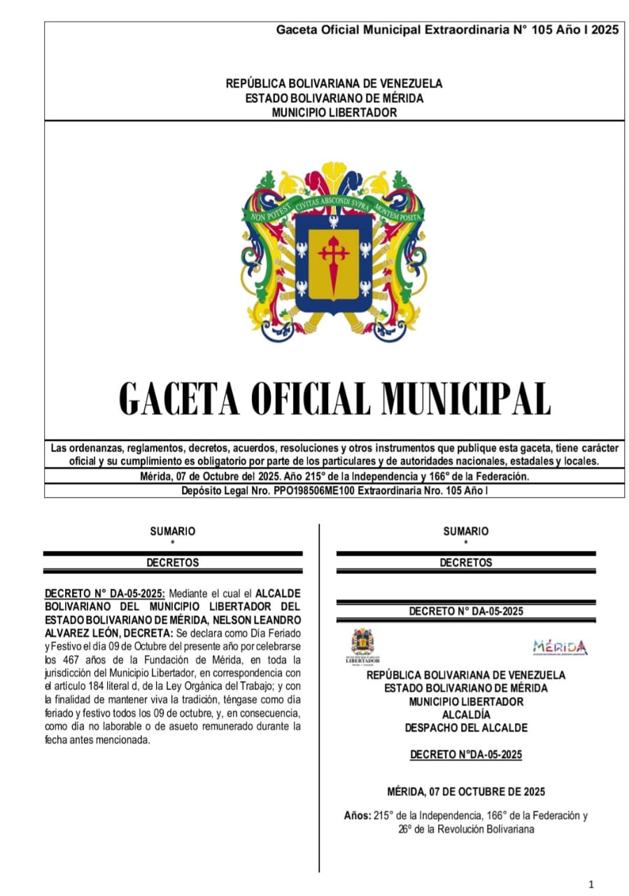 Diario Frontera, Frontera Digital,  Regionales, ,Decretado Día de Júbilo no laborable en el municipio Libertador este 9 de octubre