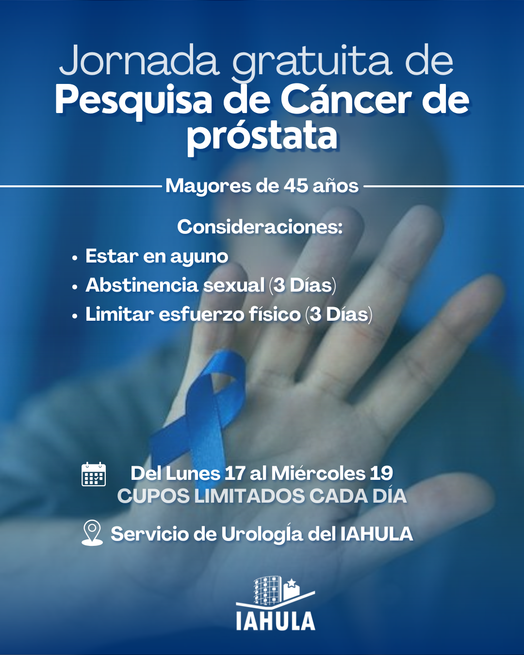 Diario Frontera, Frontera Digital,  Salud, ,La Unidad Docente Asistencial de Urología del Instituto Autónomo Hospital Universitario de Los Andes (Iahula) realizará una jornada gratuita de despistaje de cáncer de próstata dirigida a hombres mayores de 45 años,Iahula realizará jornada de despistaje de cáncer de próstata para hombres mayores de 45 años