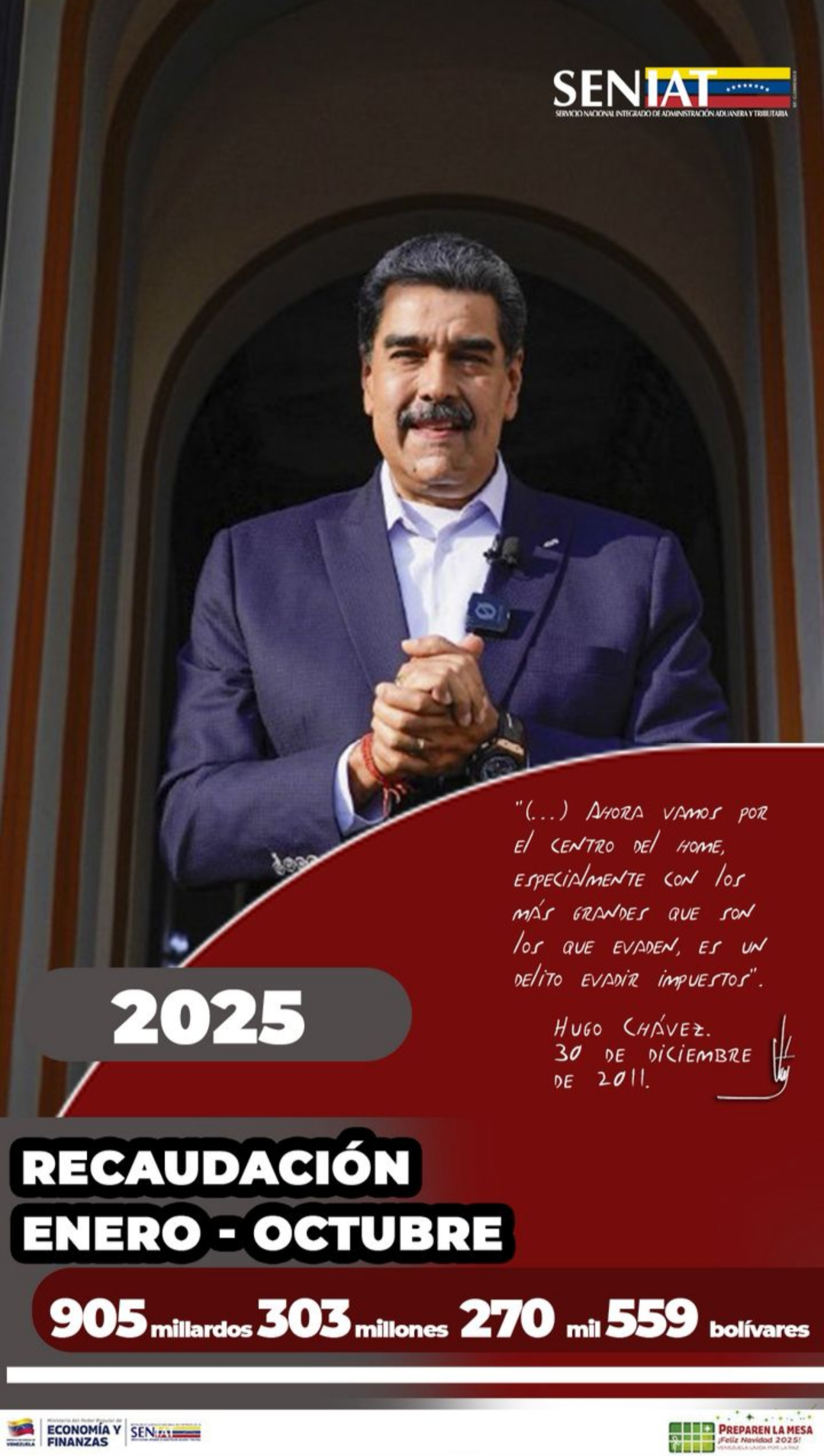 Diario Frontera, Frontera Digital,  Nacionales, Regionales, ,Reproducción del flyer emitido por el Seniat – Nacional dando a conocer la recaudación anunciada.,Seniat supera los 905 millardos de bolívares 
en recaudación entre enero y octubre