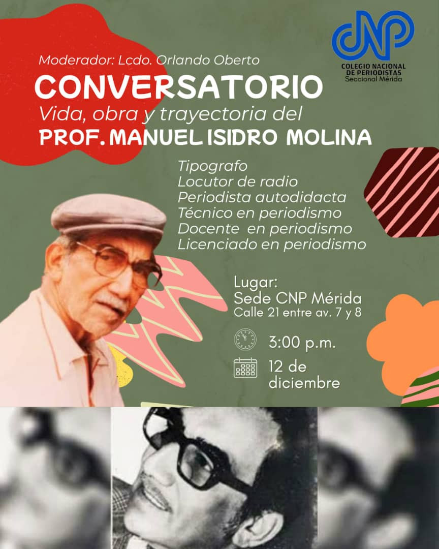 Diario Frontera, Frontera Digital,  Regionales, ,Este viernes a las tres de la tarde, en la sede del Colegio Nacional de Periodistas, se le estará rindiendo un homenaje al maestro Manuel Isidro Molina Gavidia,Conversatorio sobre el maestro Manuel Isidro Molina Gavidia a 110 años de su natalicio
