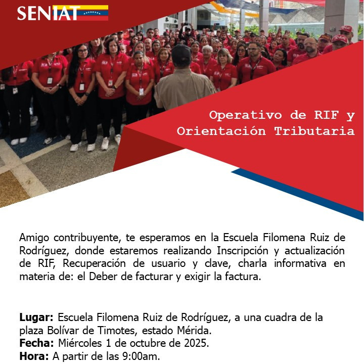 Frontera Digital,  Páramo,  SENIAT reprograma operativo de RIF y orientación tributaria en Timotes