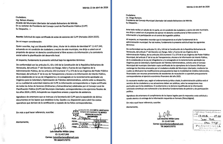 Diario Frontera, Frontera Digital,  Politica, Regionales, ,Millán Lárez exhortó a las autoridades municipales a cumplir con los lapsos legales establecidos y entregar la documentación requerida en formato físico o digital, subrayando que la transparencia es un pilar fundamental de la gestión pública y que la ciudadanía tiene derecho a conocer cómo se administran los recursos municipales,Ex concejal denuncia falta de respuesta a solicitudes de información pública en Libertador