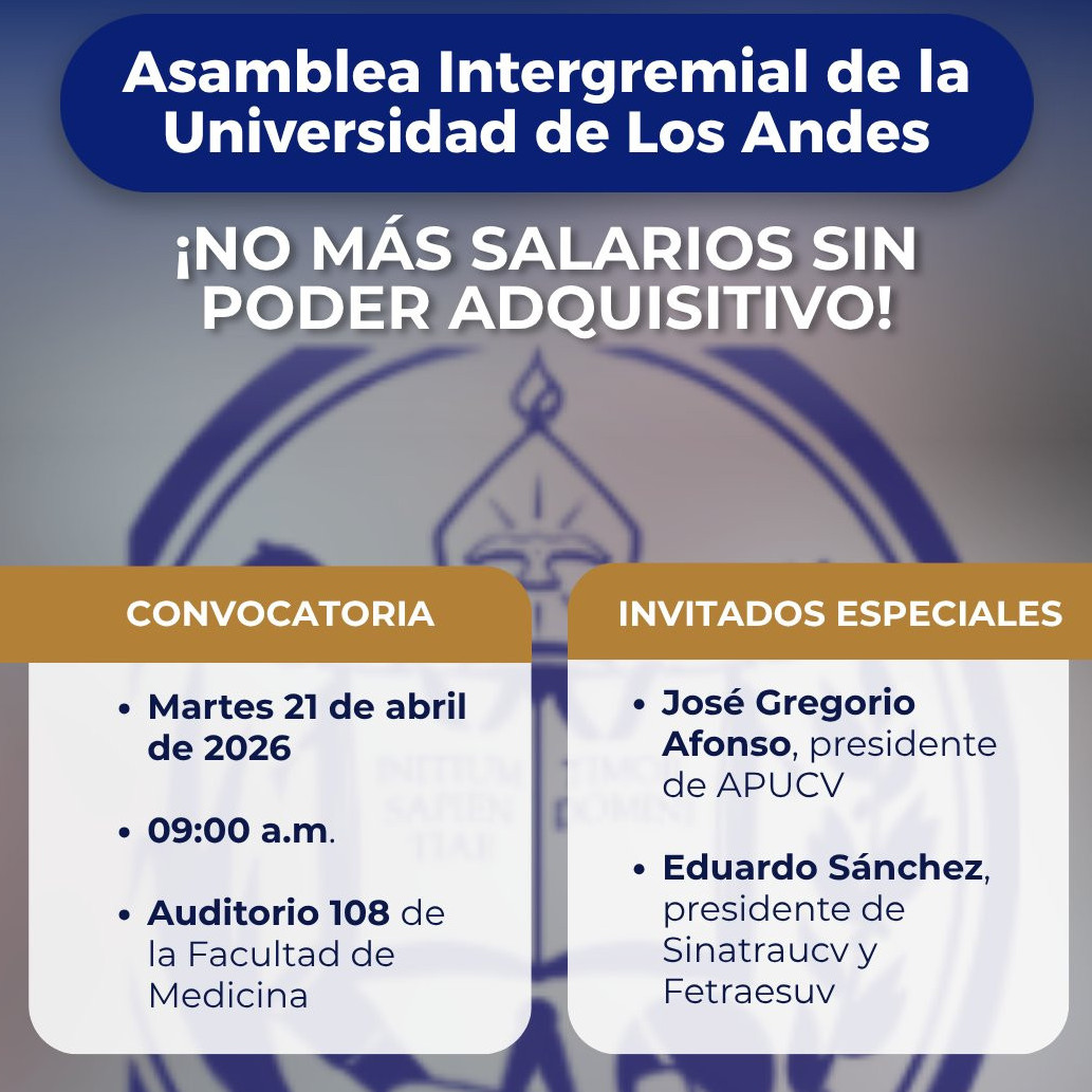 Frontera Digital, Diario Frontera, Este martes la Asamblea Intergremial de la ULA 
convoca a debatir la crisis salarial