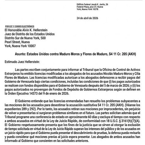 Frontera Digital,  Internacionales,  Autorizan al Gobierno de Venezuela a pagar defensa de Maduro y Cilia