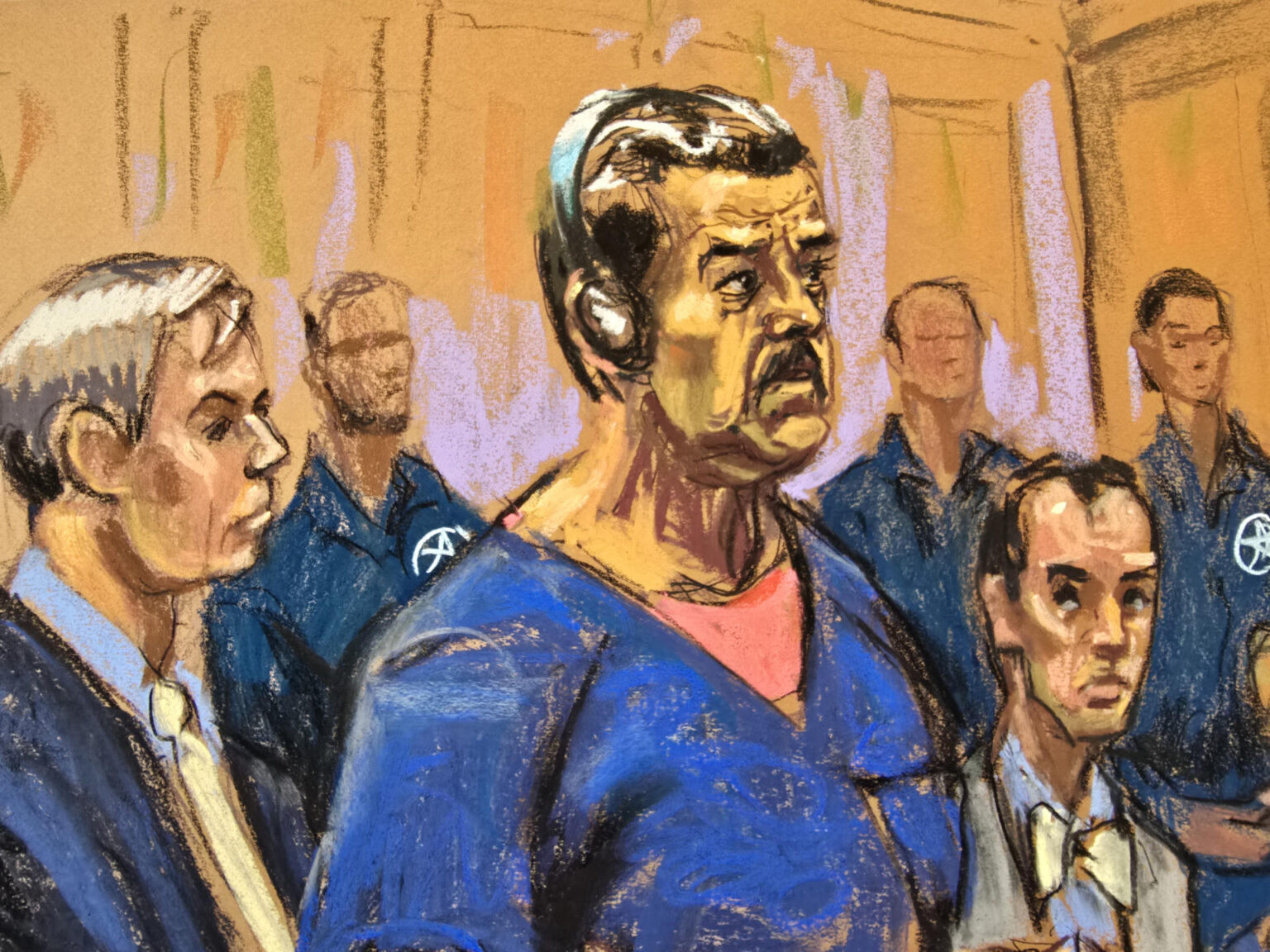 Diario Frontera, Frontera Digital,  Internacionales, ,AME2481. NUEVA YORK (ESTADOS UNIDOS), 05/01/2026.-Fotografía de un dibujo realizado por la artista Jane Rosenberg donde aparece el presidente de Venezuela, Nicolás Maduro (c), junto a su esposa,, Cilia Flores (d), compareciendo ante un tribunal federal este lunes, en Nueva York (EE.UU.). Tanto Maduro como su esposa se declararon no culpables de todos los cargos de los que les acusa y el mandatario afirmó que sigue siendo el presidente de Venezuela y que es <<un prisionero de guerra» y ha sido «secuestrado». EFE/Jane,La Corte de Nueva York publica los primeros bocetos de la audiencia de Nicolás Maduro y Cilia Flores
