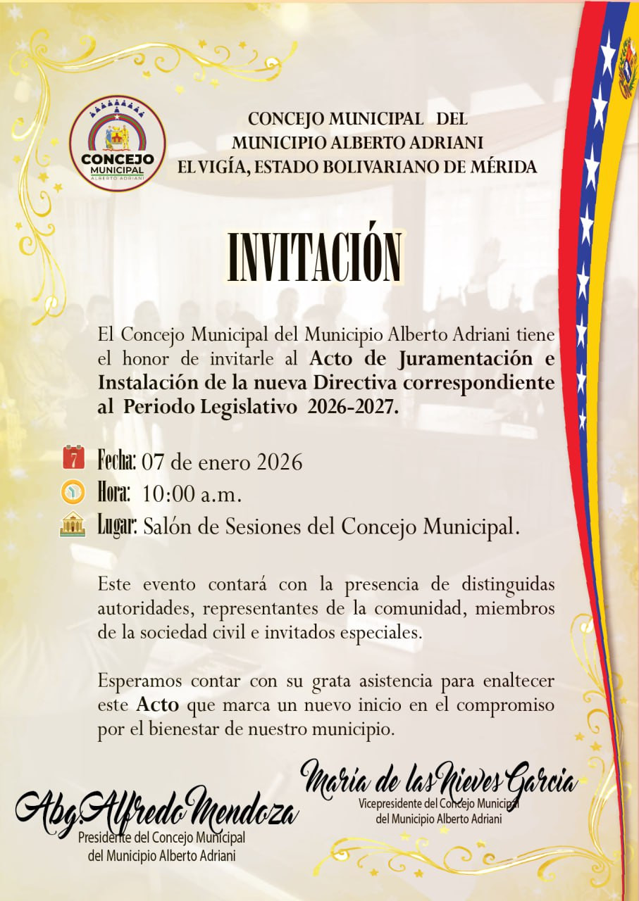 Diario Frontera, Frontera Digital,  El Vigía Panamericana, ,Concejo Municipal invitan a la instalación y juramentación de su Junta Directiva en El Vigía