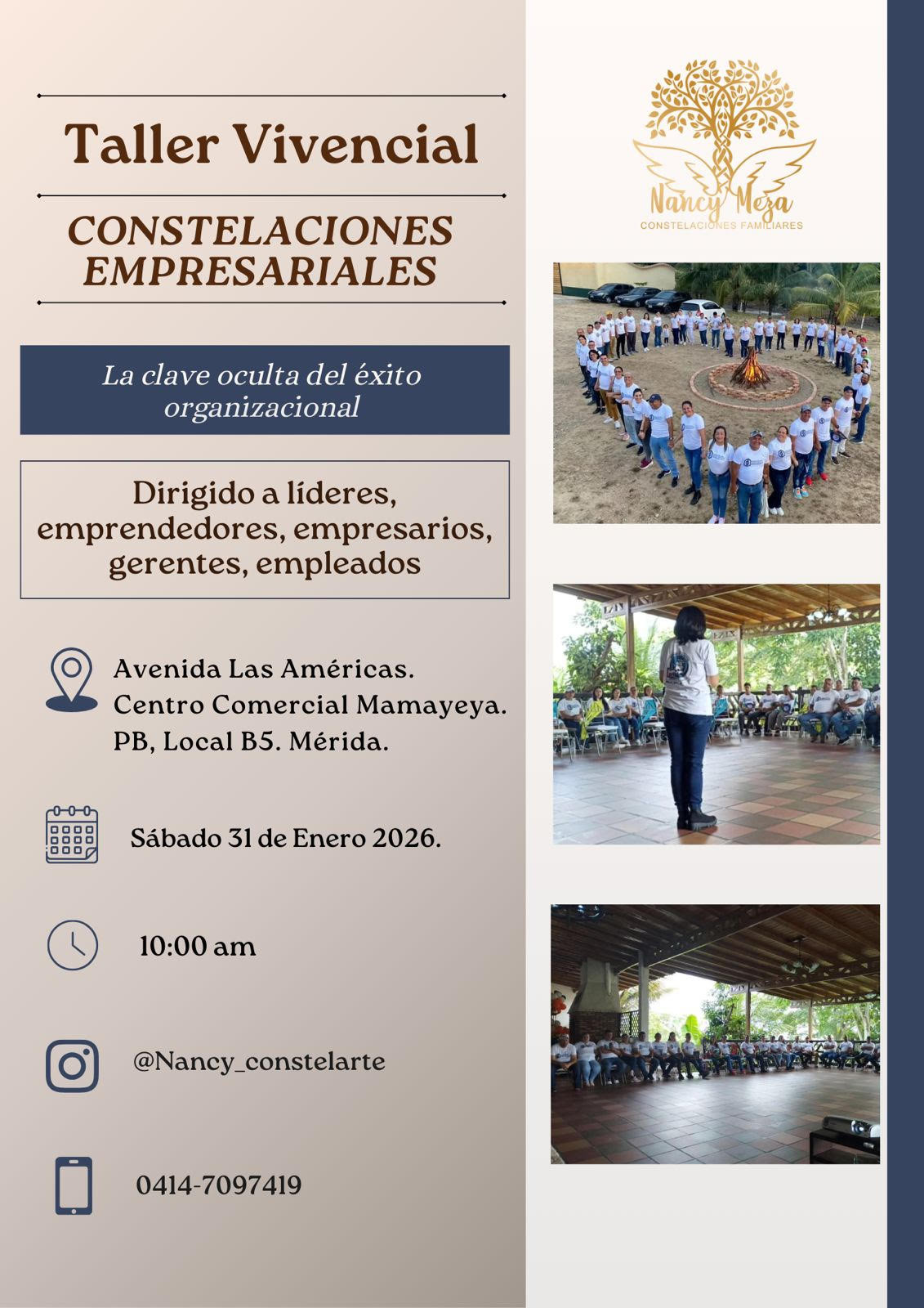 Diario Frontera, Frontera Digital,  Regionales, ,El taller está dirigido a empresarios, emprendedores, fundaciones y negocios familiares que deseen expandirse y prosperar. La actividad se realizará el sábado 31 de enero, a las 10:00 a. m., y estará a cargo de la terapeuta merideña Nancy Meza (@nancy_constelarte – 0414-7097419).,Constelaciones Empresariales: una metodología 
para descubrir dinámicas ocultas en las organizaciones