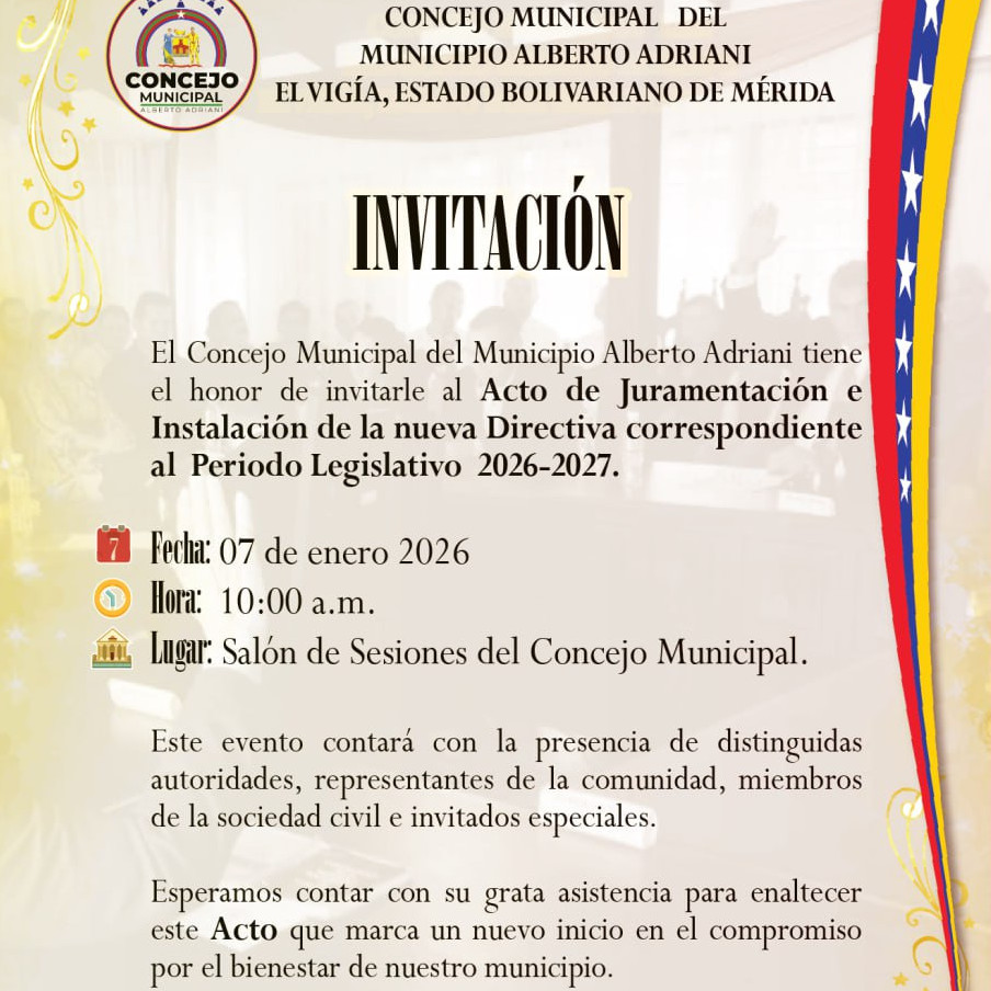 Diario Frontera, Frontera Digital,  El Vigía Panamericana, ,Concejo Municipal invitan a la instalación y juramentación de su Junta Directiva en El Vigía
