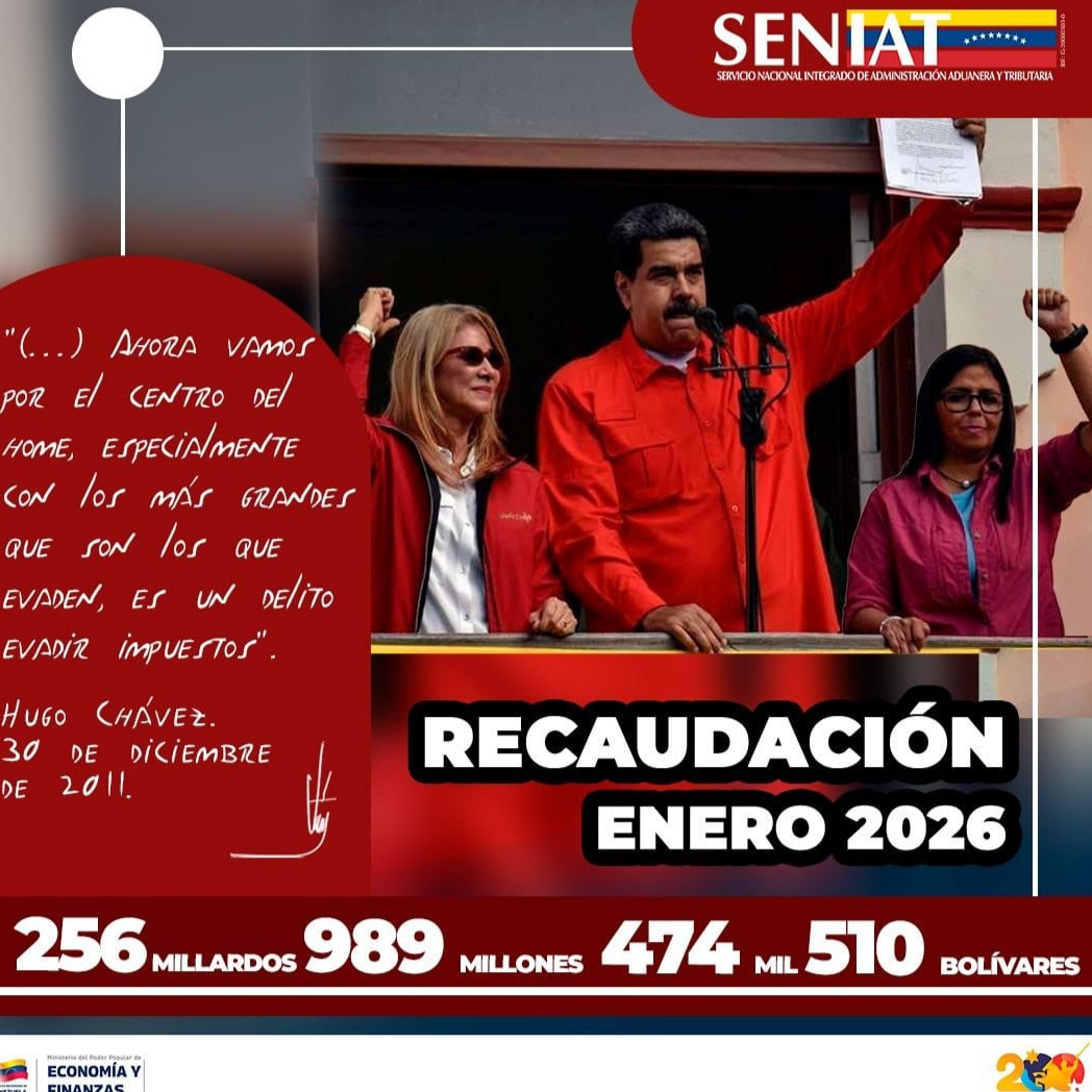 Diario Frontera, Frontera Digital,  Nacionales, ,SENIAT reporta recaudación de más de 256 millardos de bolívares en enero de 2026