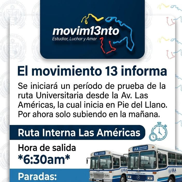 Diario Frontera, Frontera Digital,  Regionales, ,Movimiento 13 anuncia inicio de la “Ruta Interna Las Américas” para estudiantes de la ULA