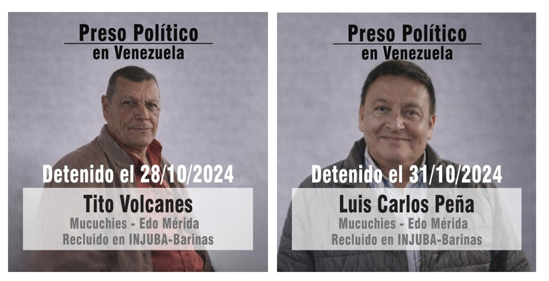 Diario Frontera, Frontera Digital,  Sucesos, ,Los familiares exigen el cese inmediato del aislamiento, la restitución de los derechos humanos de los privados de libertad, el acceso inmediato a atención médica y la apertura de los canales para el ingreso de insumos básicos de supervivencia,Denuncian aislamiento total de los presos políticos 
Luis Carlos Peña y Tito Volcanes tras intervención de penal en Barinas