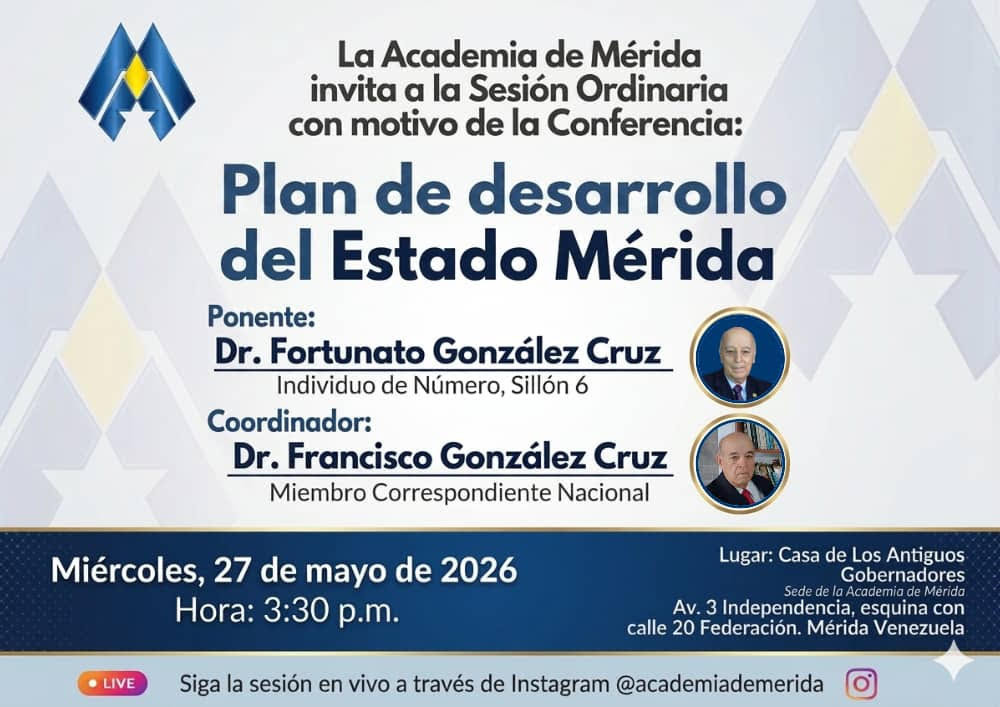 Diario Frontera, Frontera Digital,  Regionales, ,La Academia de Mérida presentará la conferencia titulada “Plan de Desarrollo del Estado Mérida”,La Academia de Mérida debatirá el Plan de Desarrollo del estado Mérida